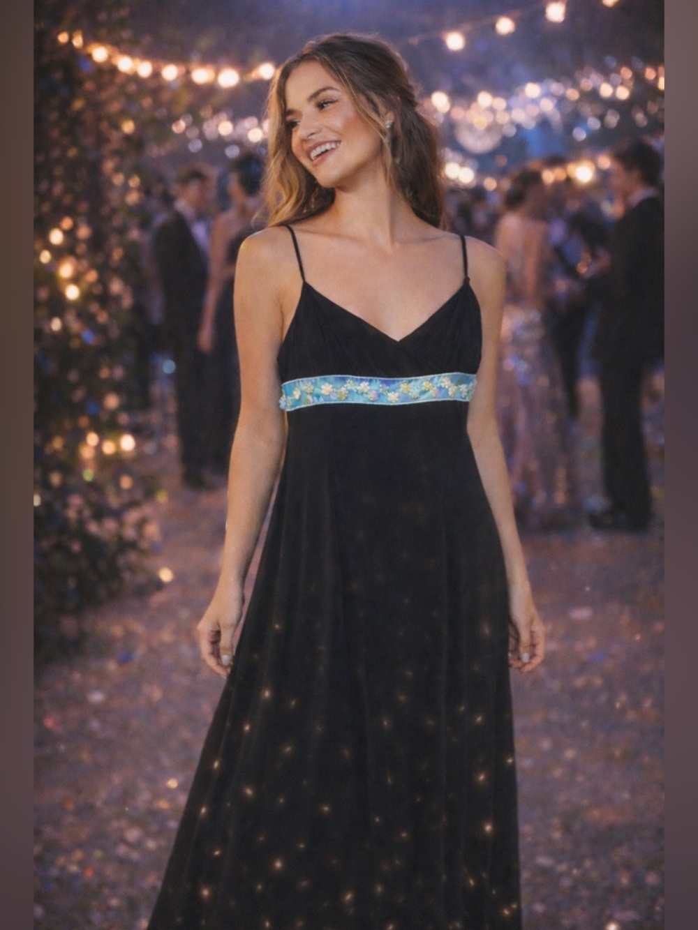 Papell Y2K Maxi Dress Fairycore Prom Babydoll Empire Waist  Floral Deadstock NWT